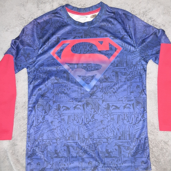 BOYS Large 10/12 long sleeve Superman shirt - Picture 1 of 6